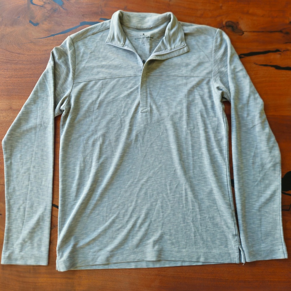 Royal Robbins Mens 1/4 Zip Pullover Blue Heather Gray Size Medium Outdoor Hiking